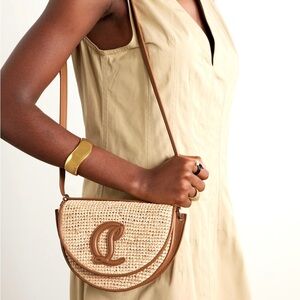 Christian Louboutin By My Side Raffia & Leather Crossbody Bag